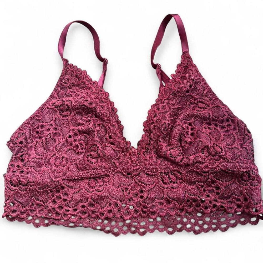 Aerie maroon lace bralette with adjustable straps size medium